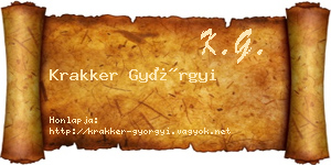 Krakker Györgyi névjegykártya